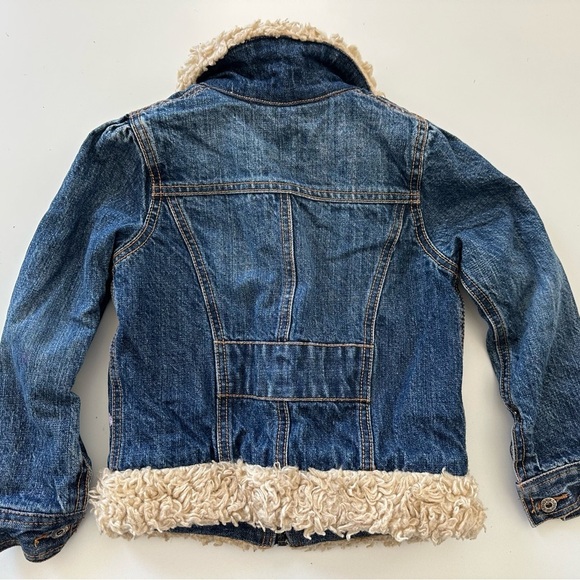 Vintage Girls ROXY Shaggy Faux Fur Lined Collar Zip Up Denim Jean Jacket Size 5 - Picture 6 of 6